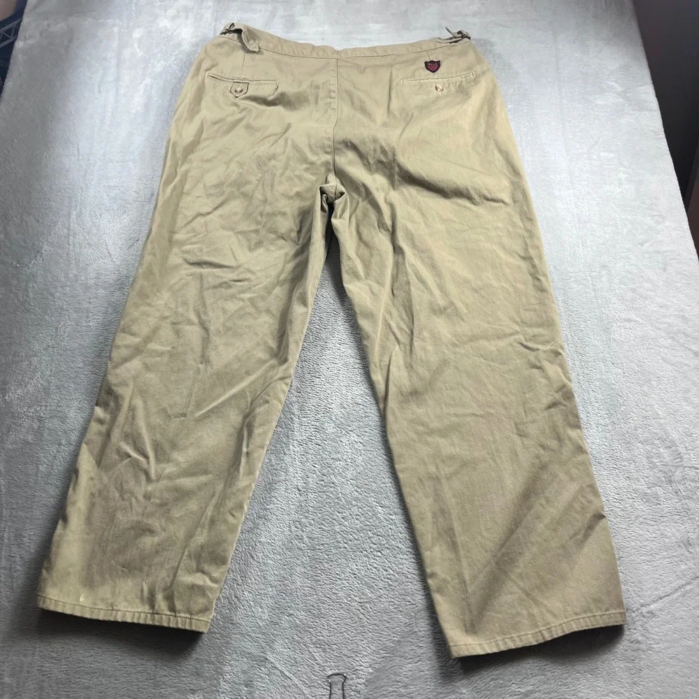 Polo Ralph Lauren Mens 42x30 Pleated Chino Pants Khaki Tan Made in USA Adjusters